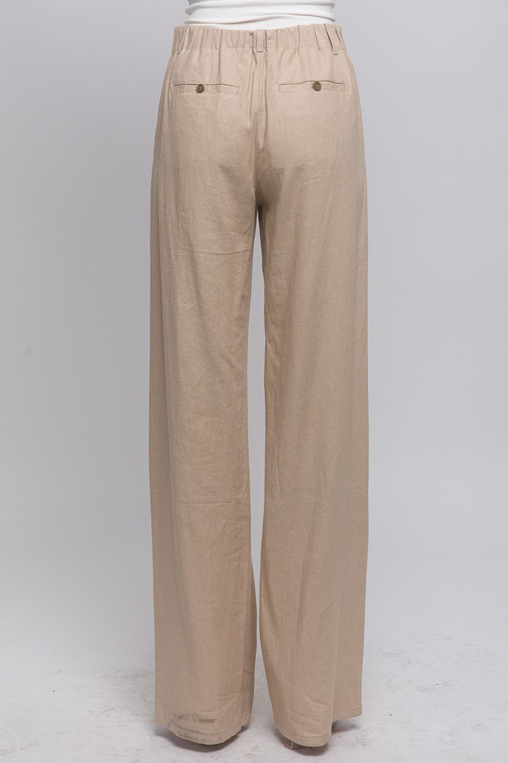 Janel Linen Tailored Wide Leg Pants