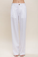 Load image into Gallery viewer, Janel Linen Tailored Wide Leg Pants
