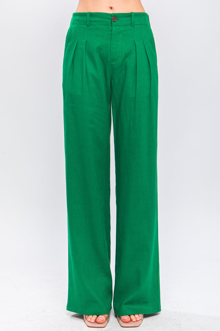 Janel Linen Tailored Wide Leg Pants